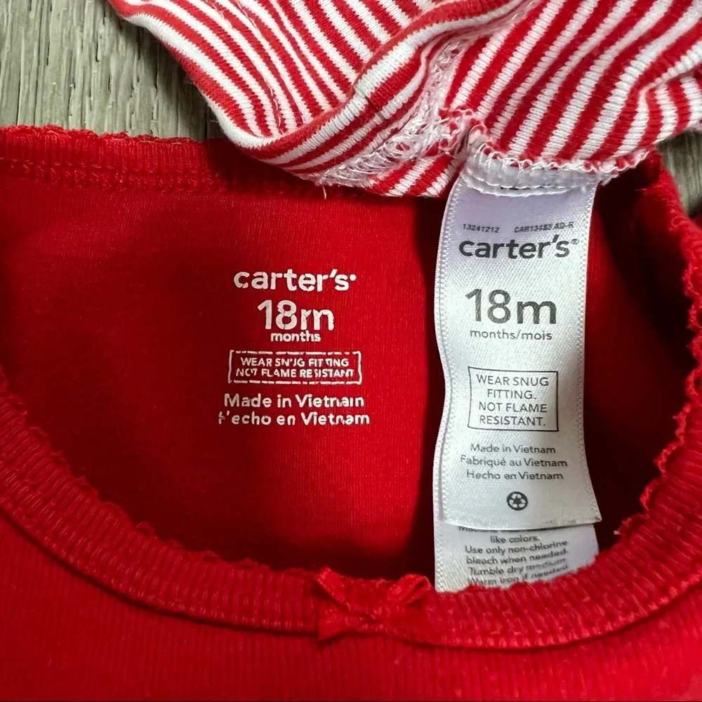 CARTERS LONG SLEEVE PJS RED HEARTS 18MO